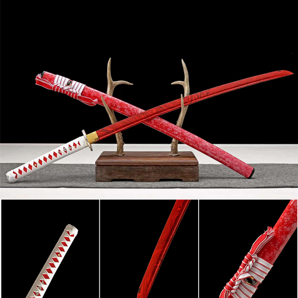 High-End Red Flame Metal Katana With Sheath Anime Replicas