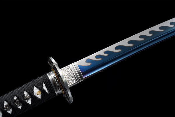 Handmade Spring Steel Full Tang Real Japanese Katana With Blue Wave Style