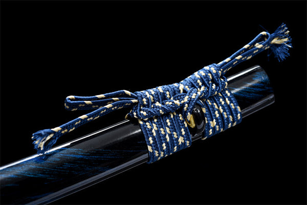 Handmade Spring Steel Full Tang Real Japanese Katana With Blue Wave Style