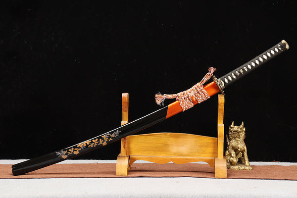 Handmade T10 Steel Full Tang Real Japanese Katana With Black & Red Sheath Clay Tempered