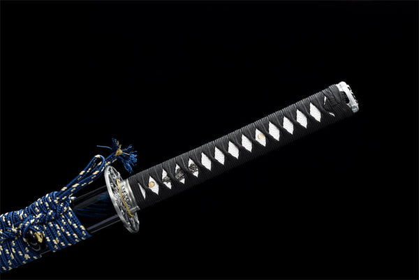 Handmade Spring Steel Full Tang Real Japanese Katana With Blue Wave Style