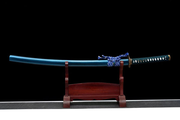 Handmade Spring Steel Full Tang Real Japanese Katana With Blue Lightning Style
