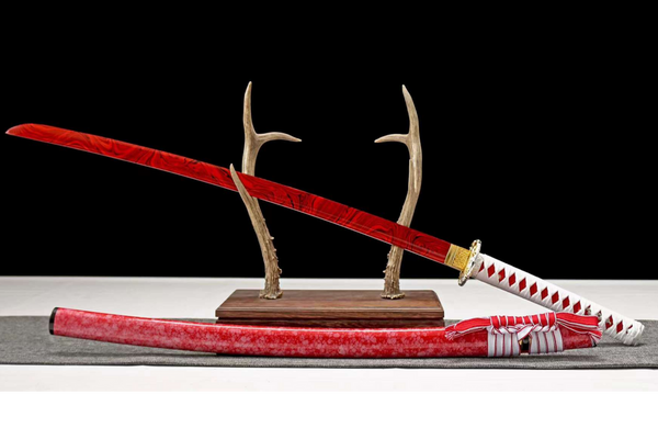 High-End Red Flame Metal Katana With Sheath Anime Replicas