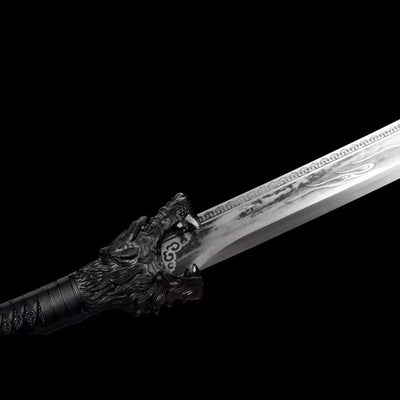 God Dragon Battle Sword Handmade Black Sheath