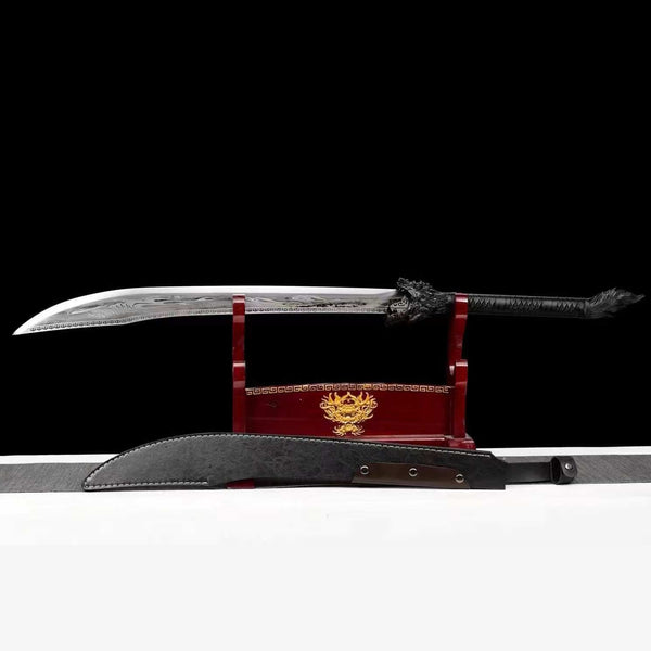 God Dragon Battle Sword Handmade Black Sheath