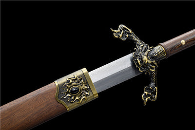 Dragon Sword Handmade Damascus Steel Wih Rosewood Sheath