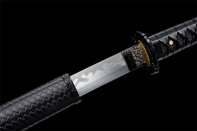 Handmade High Carbon Steel Full Tang Real Japanese Katana With Black Leather Sheath