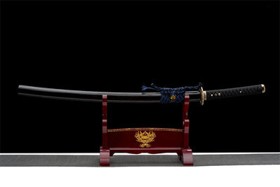 Handmade T10 Steel Full Tang Real Japanese Katana With Sparks Black Sheath Clay Tempered