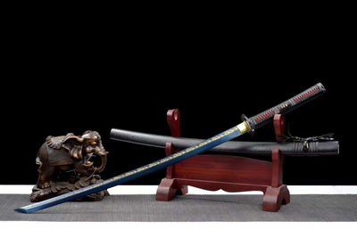 Handmade High Carbon Steel Full Tang Real Japanese Katana With With Blue Golden Edge