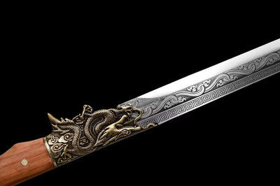Handmade Manganese Steel Real Sword With Black Sheath