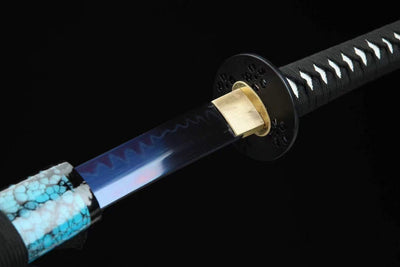 Handmade High Carbon Steel Full Tang Real Japanese Katana With Blue Edge