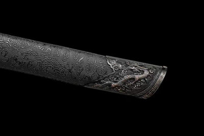 Handmade Manganese Steel Real Sword With Black Sheath Black Dragon