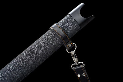 Handmade Manganese Steel Real Sword With Black Dragon Head