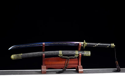 Handmade Manganese Steel Full Tang Real Japanese Katana With Blue Lightning Style
