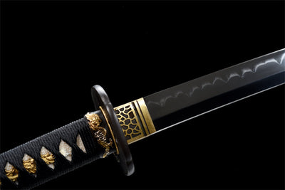 Handmade T10 Steel Full Tang Real Japanese Katana With Dragon Leather Sheath