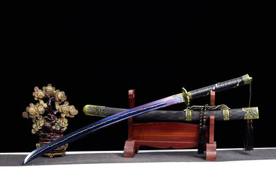 Handmade Manganese Steel Full Tang Real Japanese Katana With Blue Lightning Style
