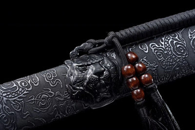 Handmade Manganese Steel Real Sword With Black Sheath