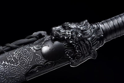 Handmade Manganese Steel Real Sword With Black Sheath