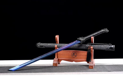 Handmade Manganese Steel Real Sword With Black Sheath