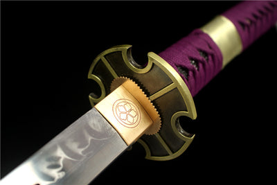 One Piece Kitetsu Katana Sword Handmade T10 Steel Devil Flame Pattern