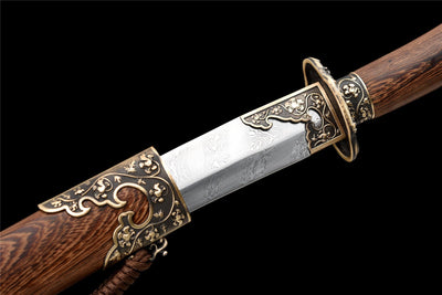 Handmade Damascus Steel Real Sword With Rosewood Sheath