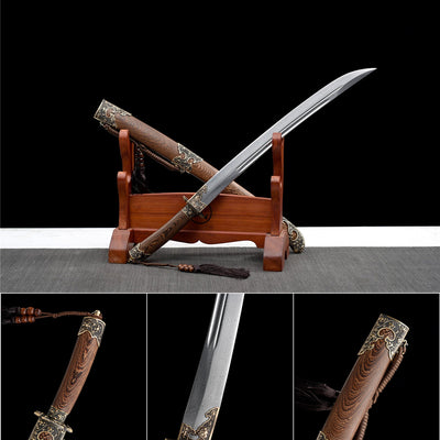 Handmade Damascus Steel Real Sword With Rosewood Sheath