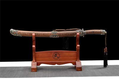 Handmade Damascus Steel Real Sword With Rosewood Sheath