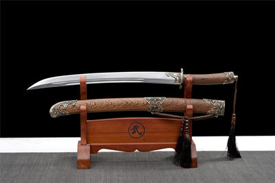 Handmade Damascus Steel Real Sword With Rosewood Sheath
