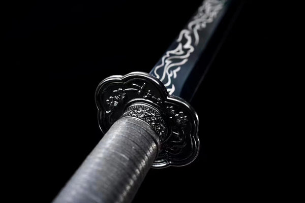 Handmade Carbon Steel Real Sword With Black Sheath