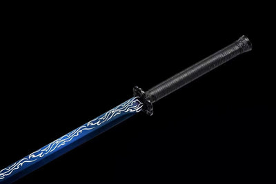 Handmade Carbon Steel Real Sword With Black Sheath