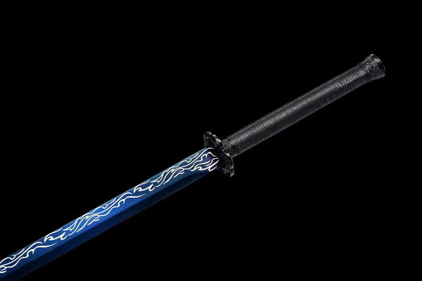 Handmade Carbon Steel Real Sword With Black Sheath