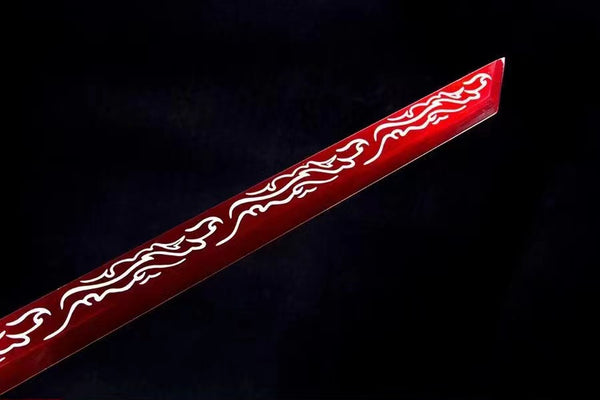 Handmade Carbon Steel Real Sword With Black Sheath