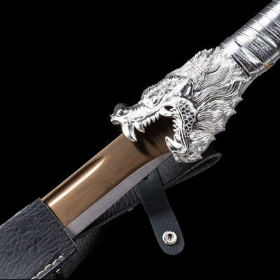 God Dragon Battle Sword Handmade Black Sheath
