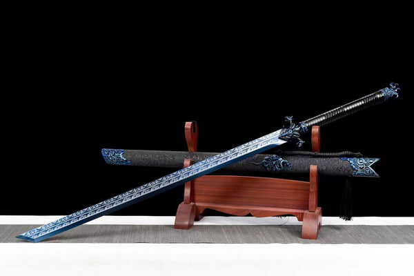 Handmade Manganese Steel Real Sword With Blue Pattern