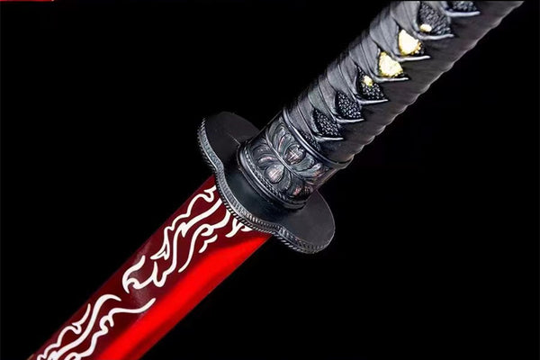 Handmade Carbon Steel Real Sword With Black Sheath