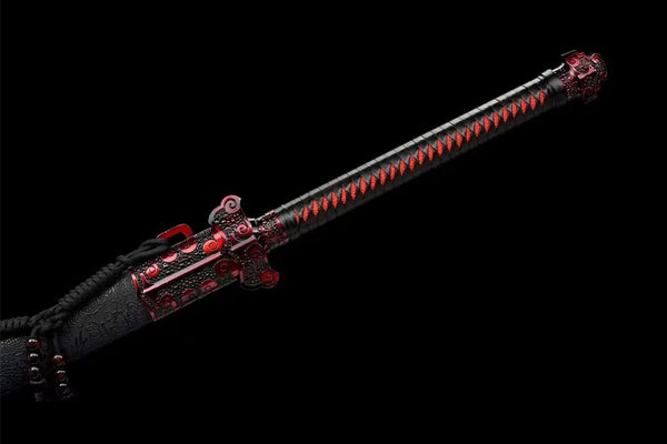 Handmade Manganese Steel Real Sword With Black Sheath