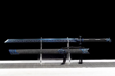 Handmade Manganese Steel Real Sword With Blue Pattern