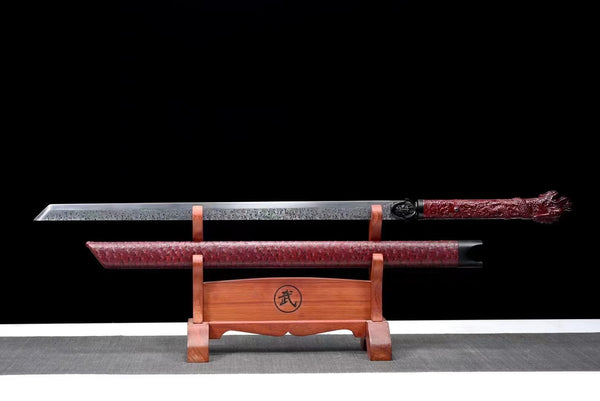 Handmade Manganese Steel Real Sword With red Sheath