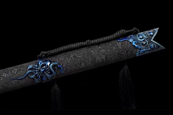 Handmade Manganese Steel Real Sword With Blue Pattern