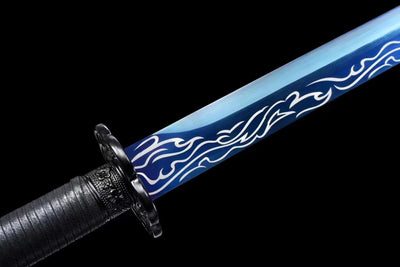 Handmade Carbon Steel Real Sword With Black Sheath