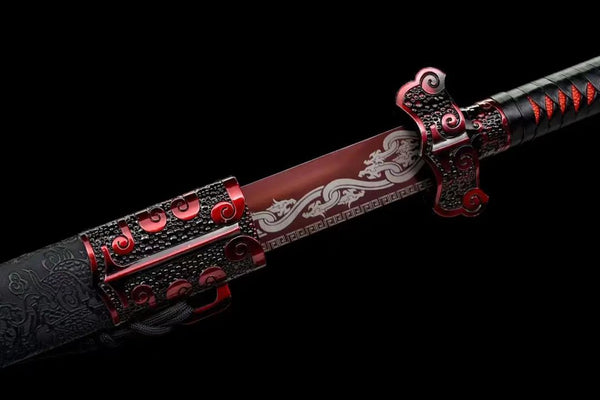 Handmade Manganese Steel Real Sword With Black Sheath