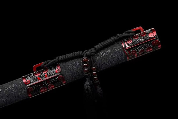 Handmade Manganese Steel Real Sword With Black Sheath