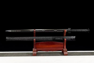 Handmade High Carbon Steel Real Sword With Black Sheath