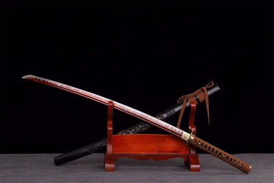 Handmade Spring Steel Full Tang Real Japanese Katana With Embossed Dragon Sheath