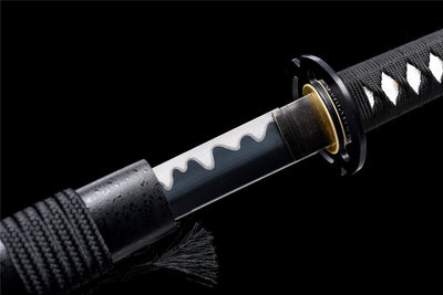 Handmade Manganese Steel Full Tang Real Japanese Katana With Black Wave Style
