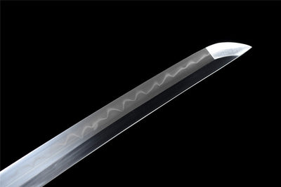 Handmade High Manganese Steel Full Tang Real Japanese Katana With Hieroglyphic Leather Sheath Clay Tempered
