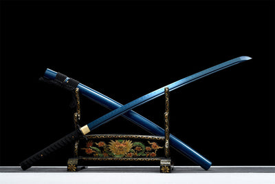 Handmade High Manganese Steel Full Tang Real Japanese Katana With Blue Edge Clay Tempered